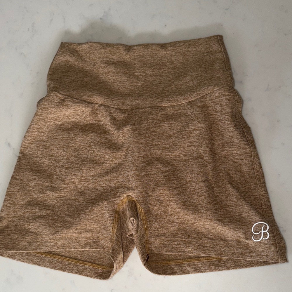 Bombshell Sportswear Heather Brown High-Rise Athletic Bike Shorts